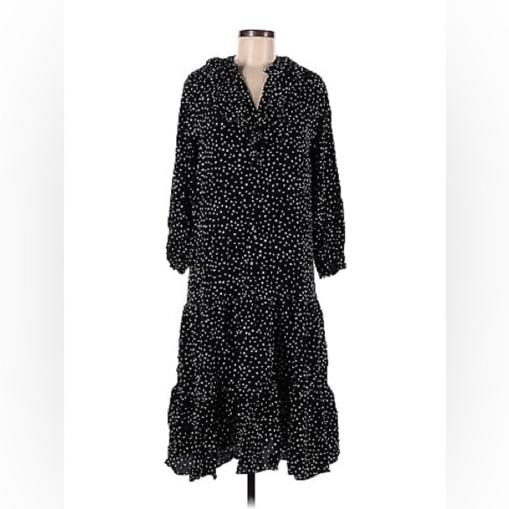 Zara black polka dot midi dress